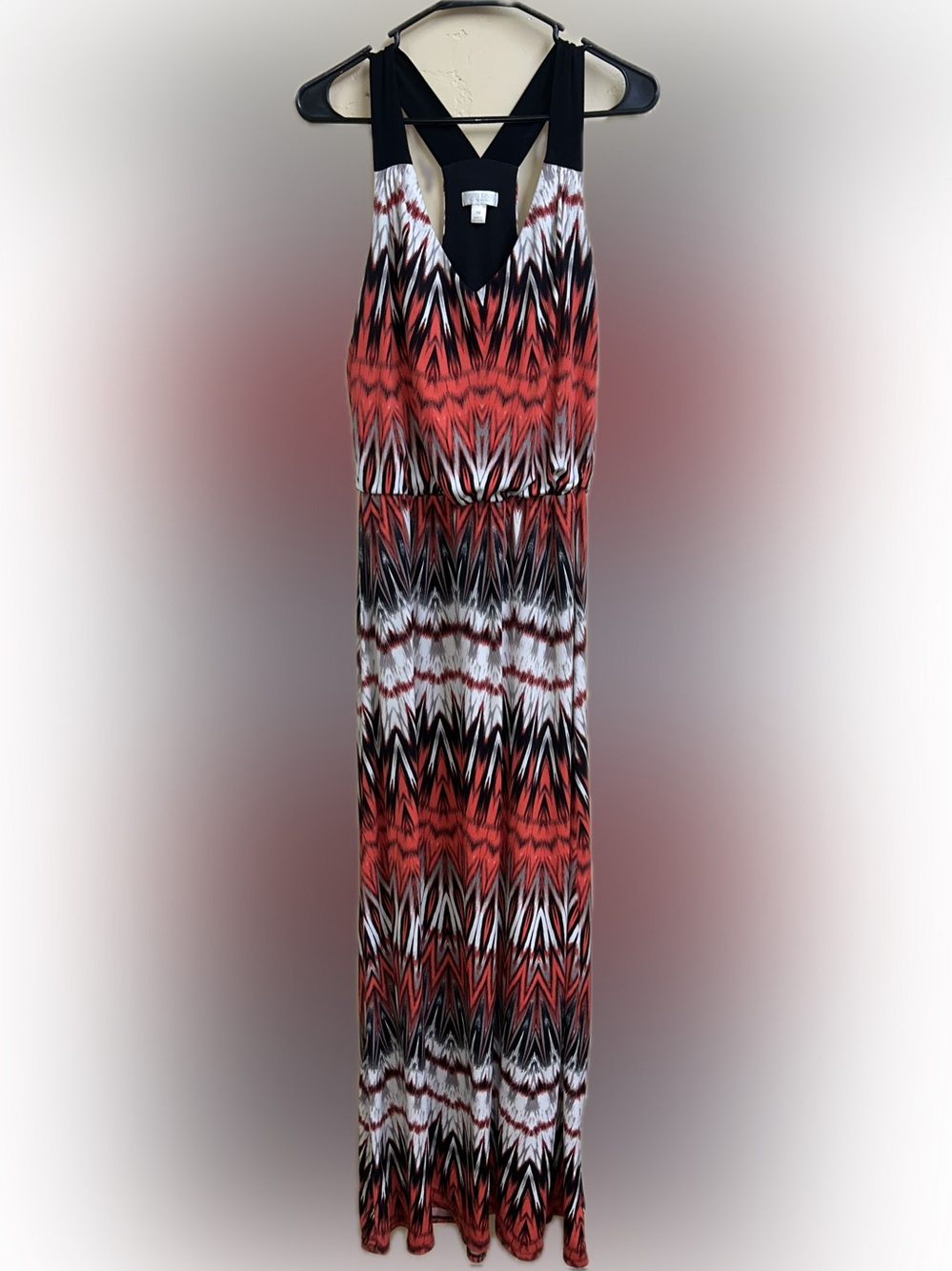 🔥5/$35🔥 Boho Tribal Print Deep V Neck Maxi Dress | Bisou Bisou | Size 16 - Picture 2 of 8